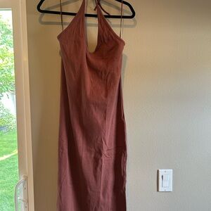 Old Navy brown ribbed halter dress